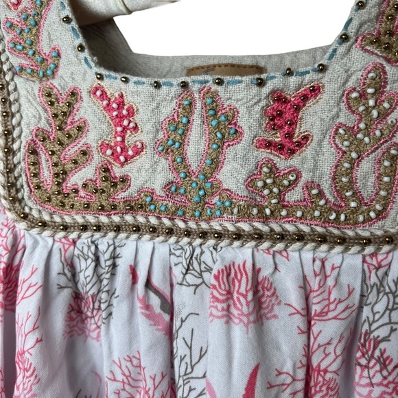 SKEMO Girls Sz 4 Magical Reef Embroidred Beaded Tassel Dress Tunic Top Flutter - Picture 3 of 10